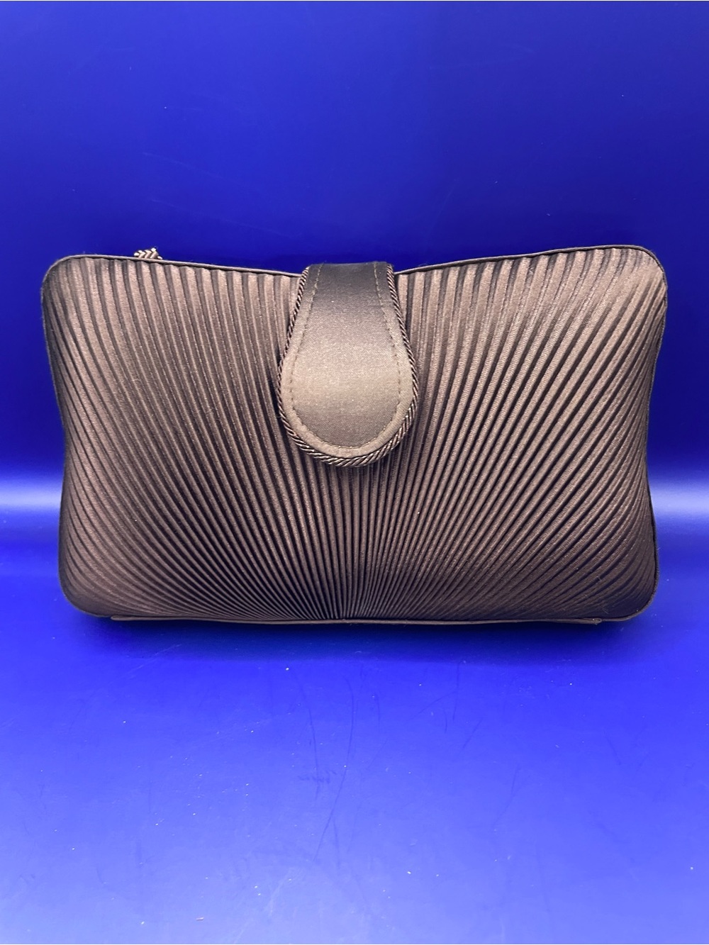 Elegant Brown Satin Pleated Clutch Bag